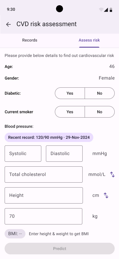 Assessment form