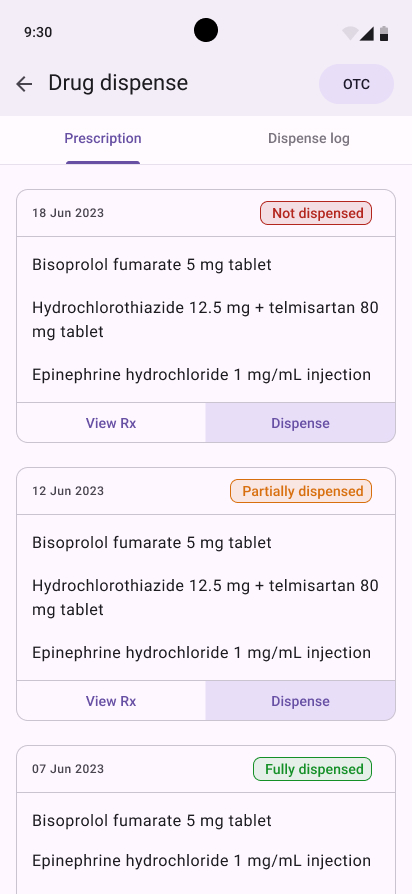 View open prescriptions