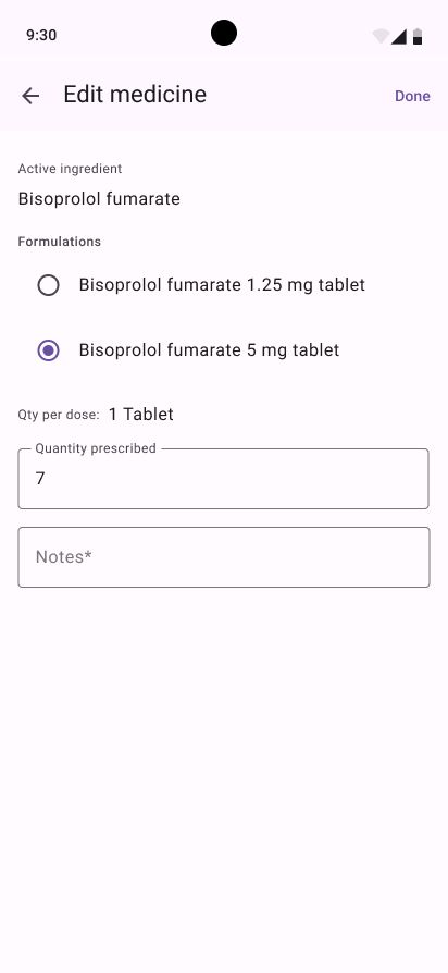 Edit prescription