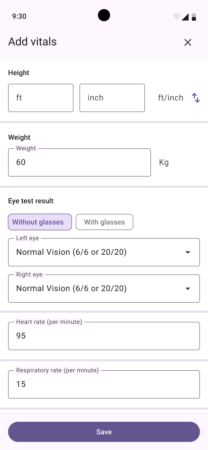 Vitals form